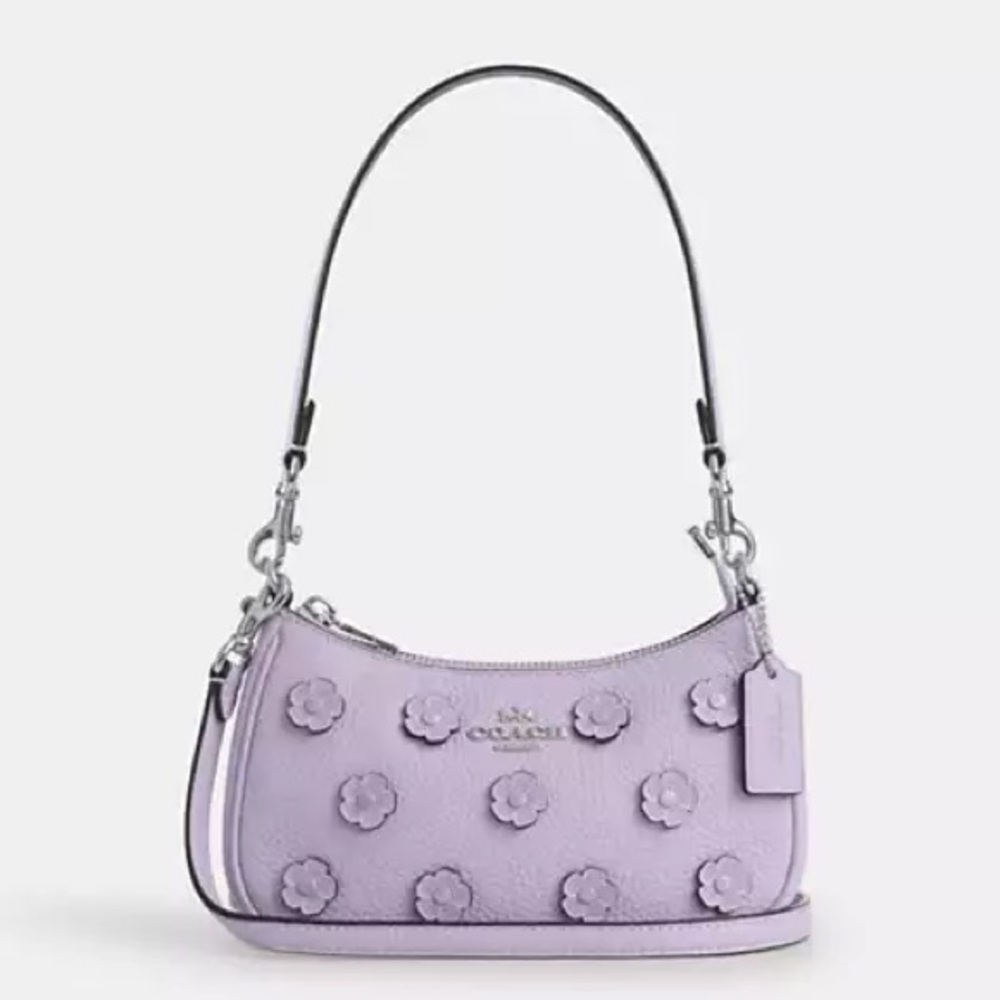 Coach Teri Mini Crossbody Bag With Floral Applique | Silver/Lilac | CAJ98